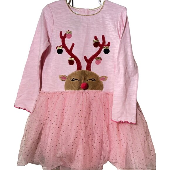 Mud Pie Christmas Rudolph Reindeer pink tutu dress NWT 12-18m tulle velvet spark - Picture 1 of 3